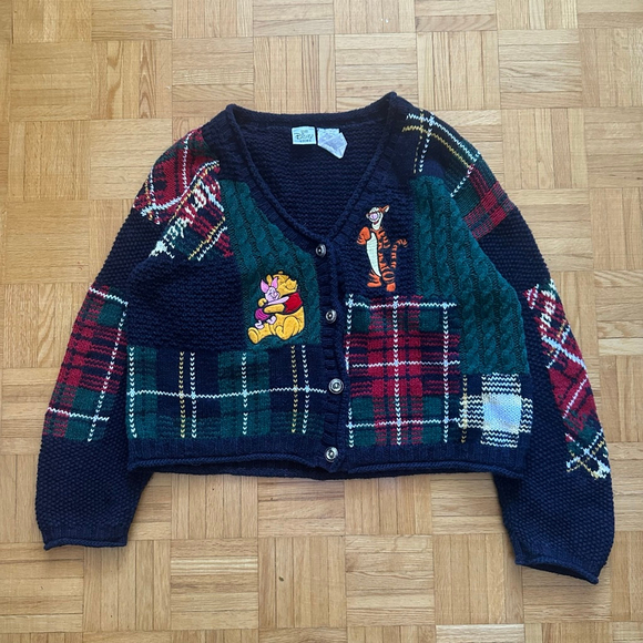 Vintage Disney Winnie The Pooh Knit Cardigan Sweater Large - Picture 2 of 9